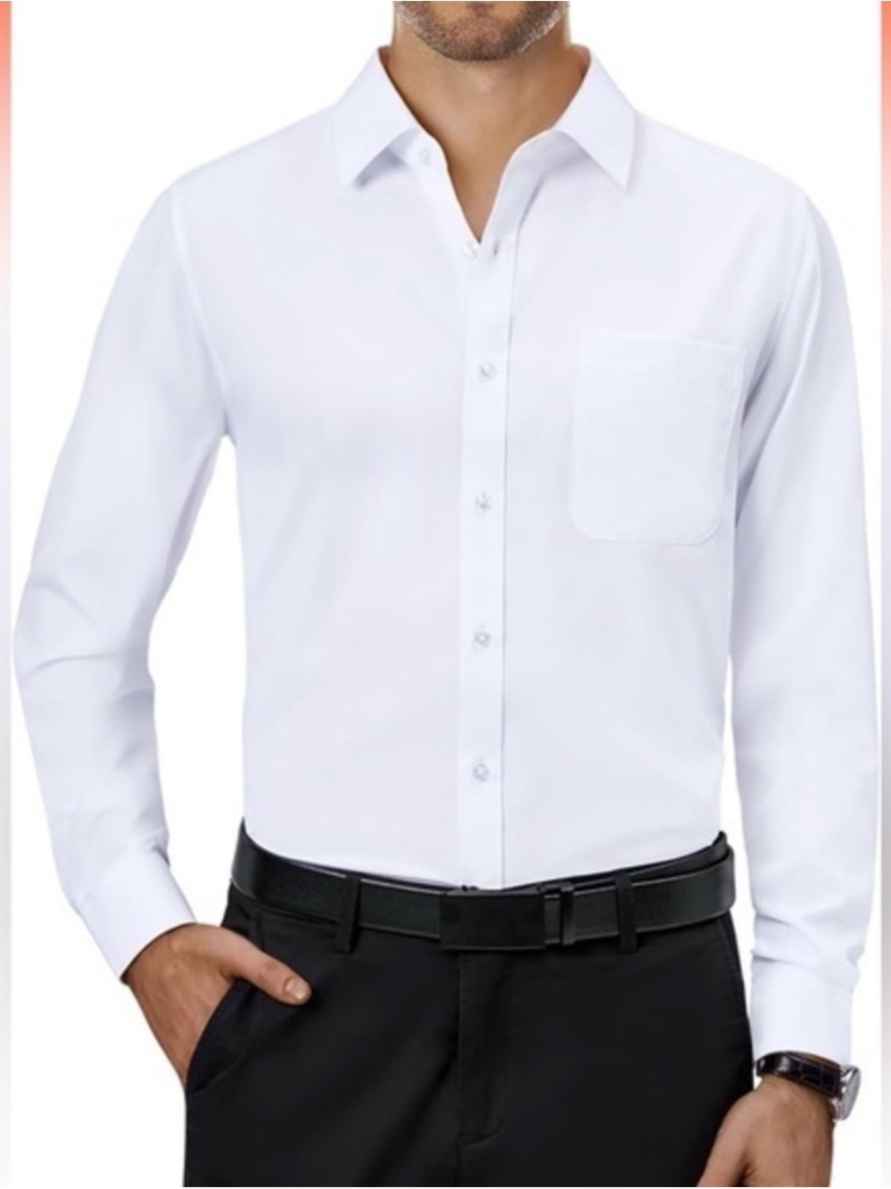 Alimens & Gentle Flex luxury white long sleeve button down dress shirt